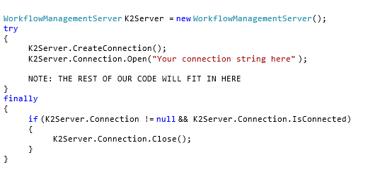 Image 2 - Open a connection to K2 Management API