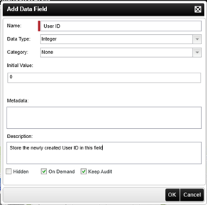 Figure 4 - Completed Data Field Dialog