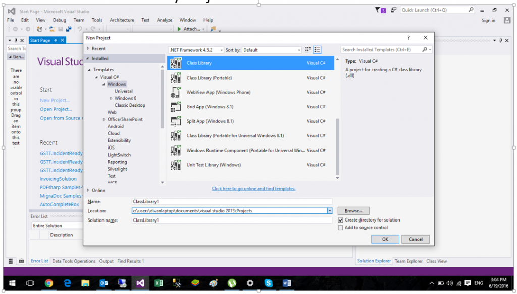 1 K2 for Visual Studio - New Class Library